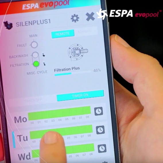 Programación de filtración con Espa evopool App