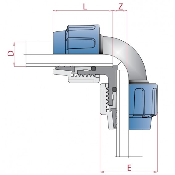 Dimensiones codo polietileno igual 90°