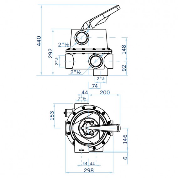 Dimensiones válvula selectora Magnum Lateral 2½'' 24837