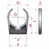 Dimensiones pinza abierta abrazadera para tubo
