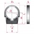 Dimensiones pinza con cierre abrazadera para tubo