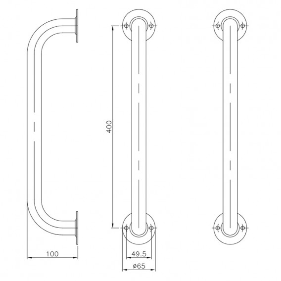 Dimensiones agarraderas nado contracorriente doble inox