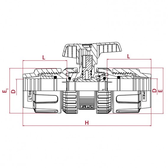 Dimensiones válvula de bola [STD] PVC-U PE x PE