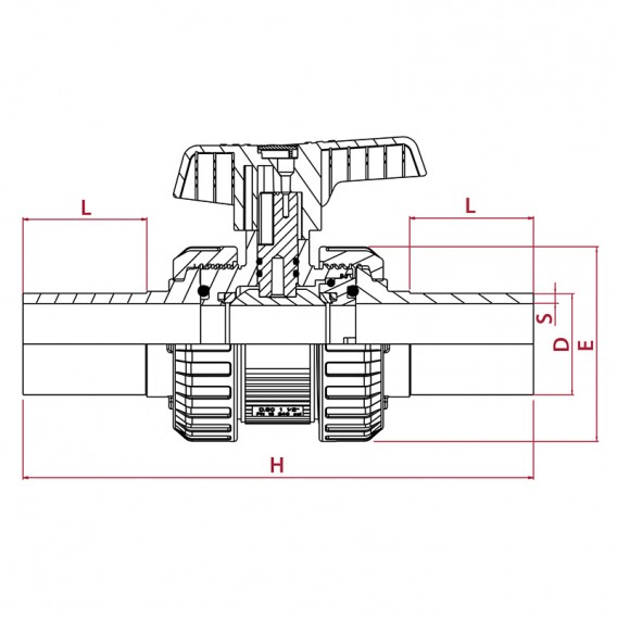 Dimensiones válvula de bola [STD] PVC-U PE100 soldadura a tope