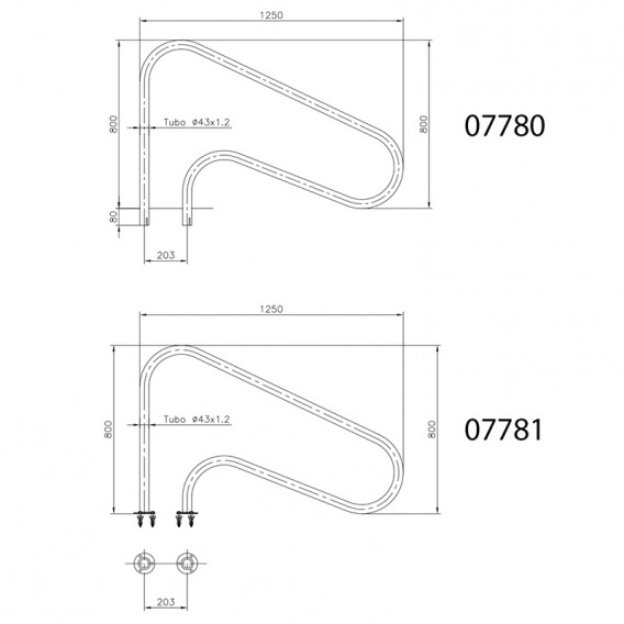 Dimensiones salida piscina anclaje exterior AstralPool