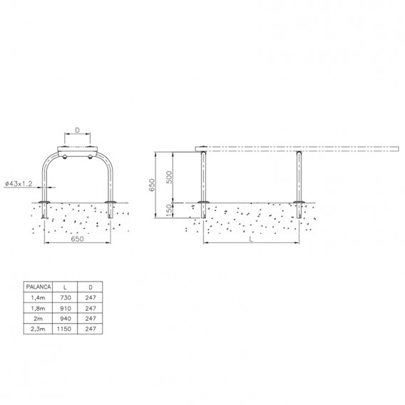 Dimensiones soporte para plataforma AstralPool