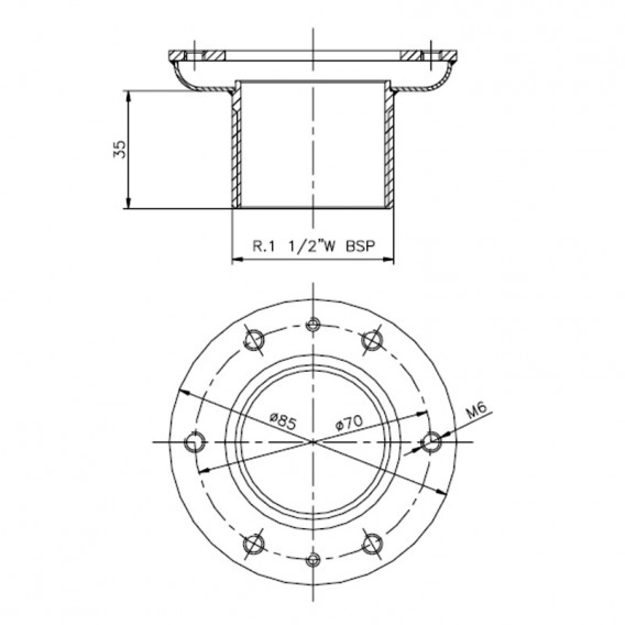 Dimensiones convertidor pasamuros piscina liner AstralPool