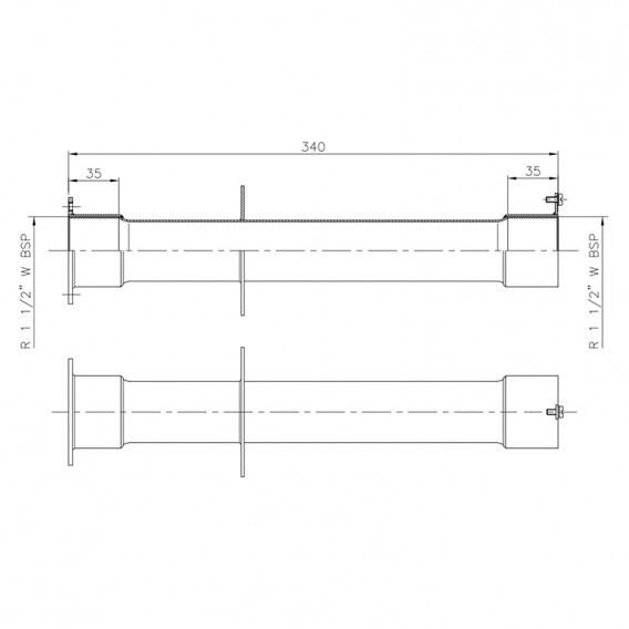 Dimensiones pasamuros acero inoxidable 340 mm piscina hormigón AstralPool