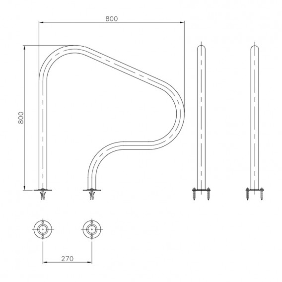 Dimensiones salida piscina con pletina 05541