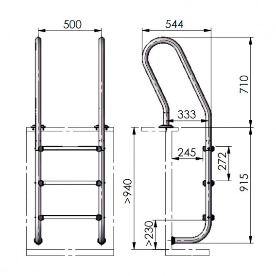 Dimensiones escalera inox Gre 126673