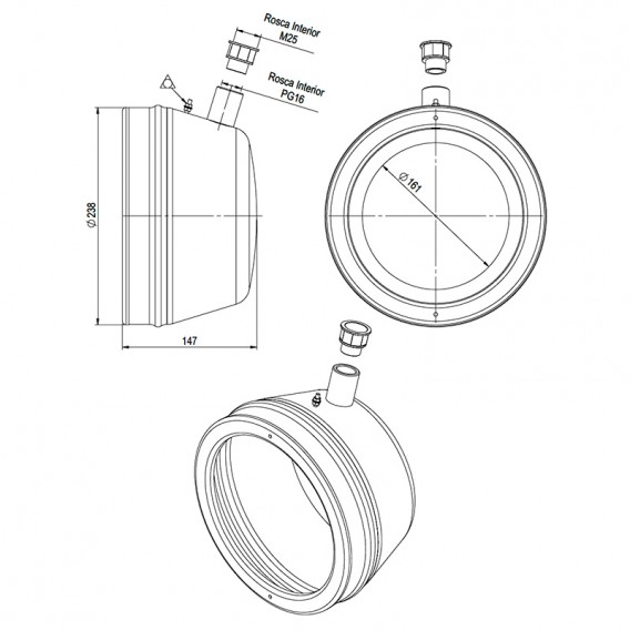 Dimensiones nicho acero inoxidable hormigón 54102