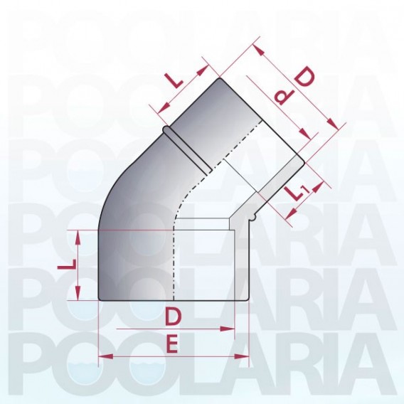 Codo 45º reducido PVC encolar