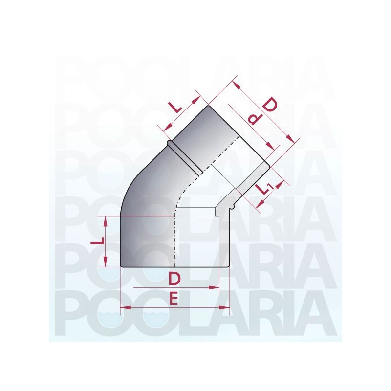 En Vivo Pino desconectado Codo 45º reducido PVC encolar | Poolaria