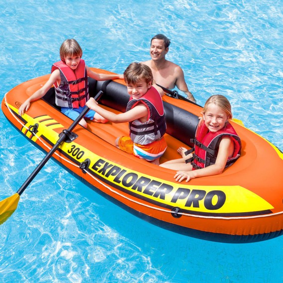 Bote hinchable Intex Explorer Pro 300 con remos y bomba 58358NP