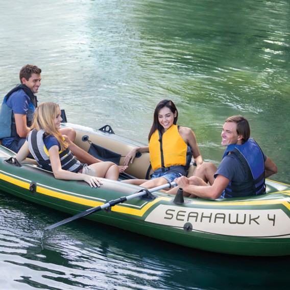 Bote hinchable Intex Seahawk 4 con remos y bomba 68351