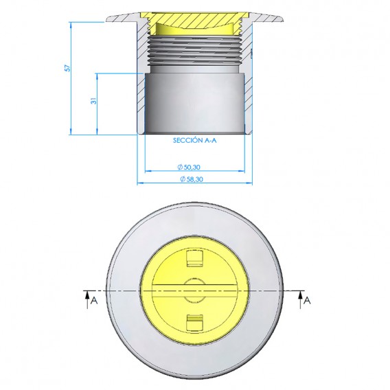 Nicho boquilla tubo Ø63 PN-6 LumiPlus Mini Rapid hormigón