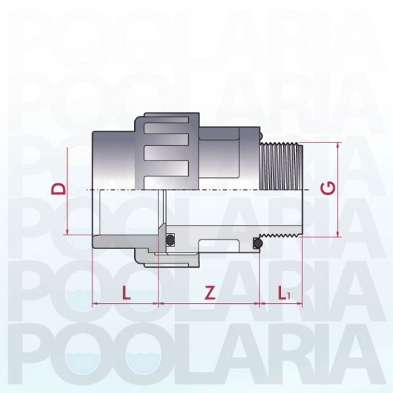 Enlace 3 piezas mixto encolar y roscar macho con junta tórica
