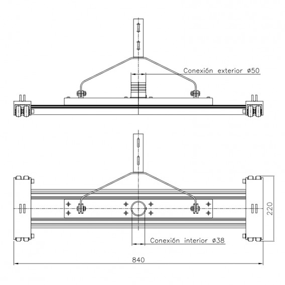 Dimensiones limpiafondos de aluminio Doble con horquilla