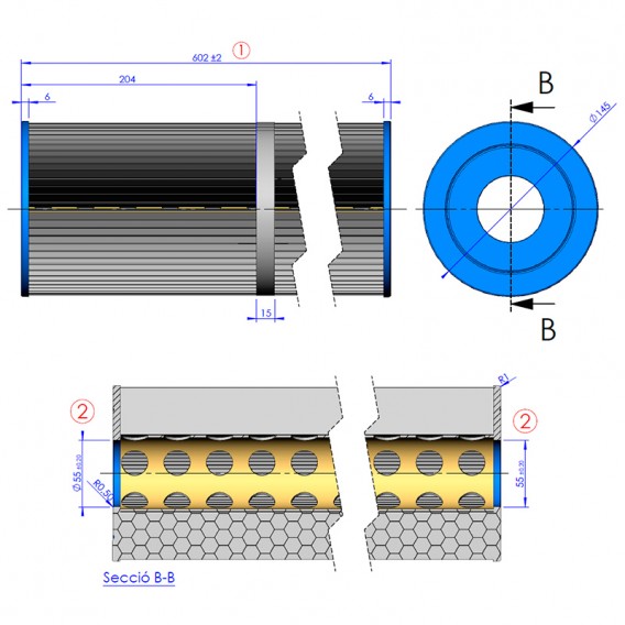 Dimensiones cartucho de recambio para filtro cilíndrico doble AstralPool