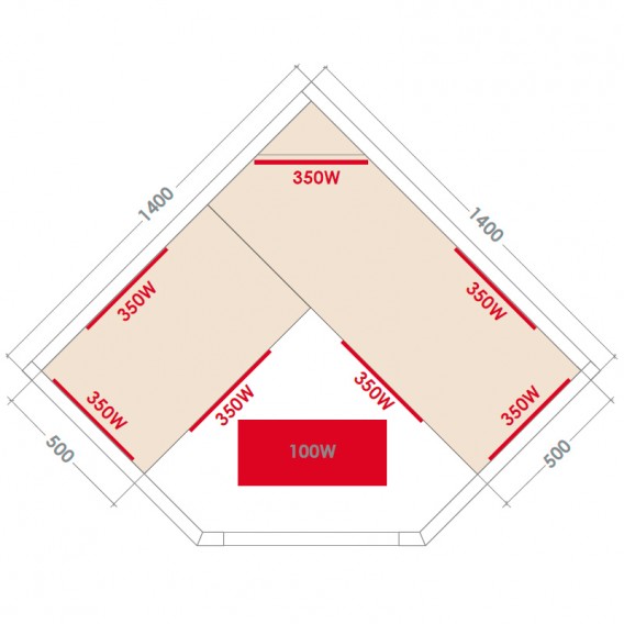 Sauna infrarrojos Multiwave rinconera 3-4 personas