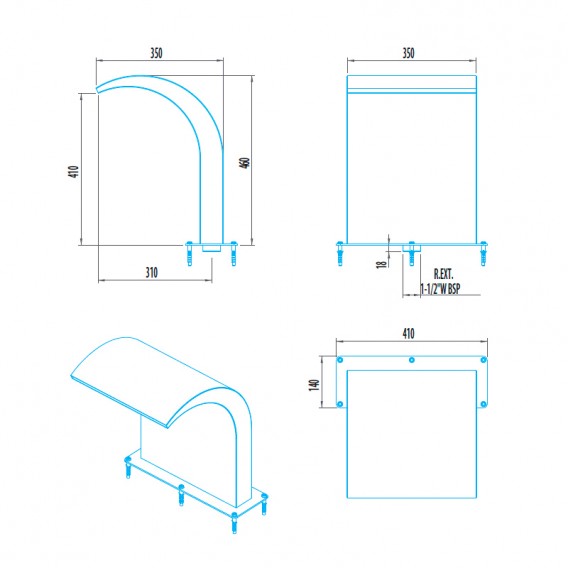 Dimensiones cascada residencial A-350 AstralPool