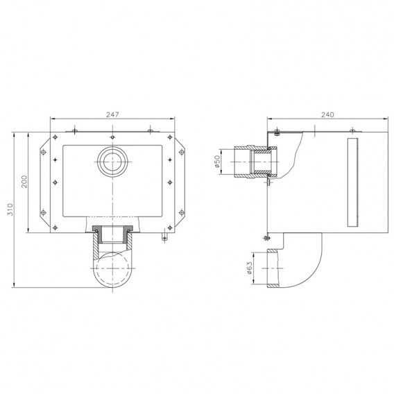 Dimensiones cuerpo skimmer A-202 AstralPool