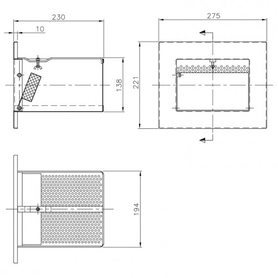 Dimensiones cesto para skimmers A-201 y A-202 AstralPool