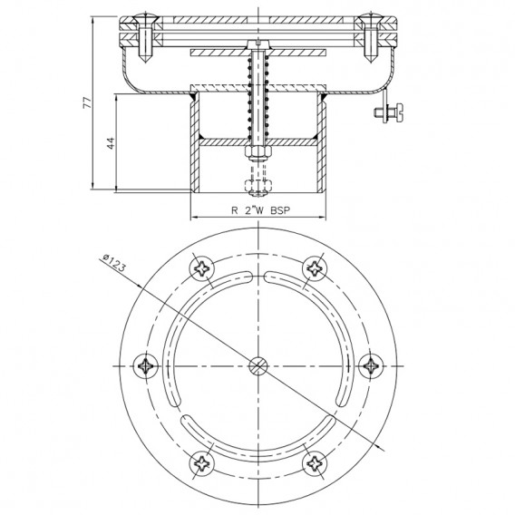 Dimensiones boquilla impulsión regulable de fondo inox AstralPool