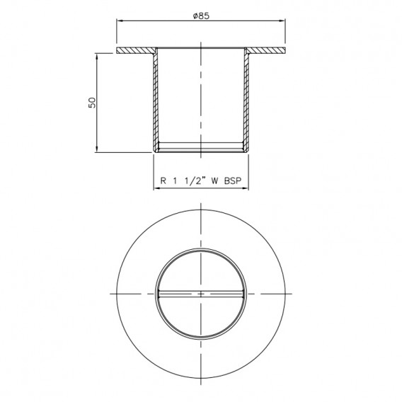 Dimensiones boquilla aspiración inox AstralPool 16328