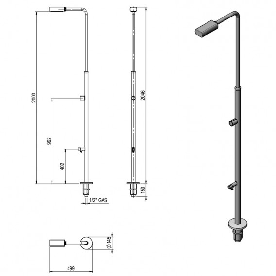 Dimensiones ducha Minimal Gre DAI43F