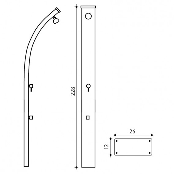 Dimensiones ducha solar Spring 30L Formidra