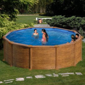 Piscina Gre Pacific Circular Imitación Madera