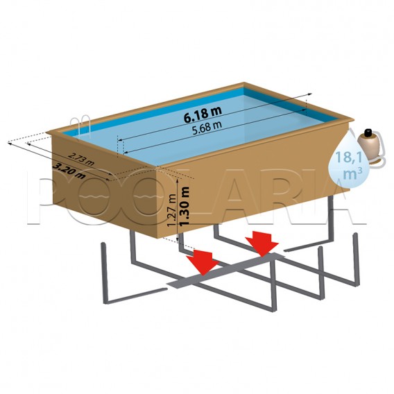 Dimensiones piscina de madera Gre Sunbay Mango KPBRC620