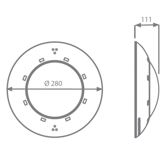 Dimensiones proyector LED Plano blanco by Poolaria