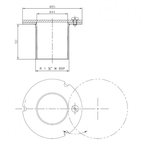 Dimensiones boquilla aspiración inox AstralPool 21644