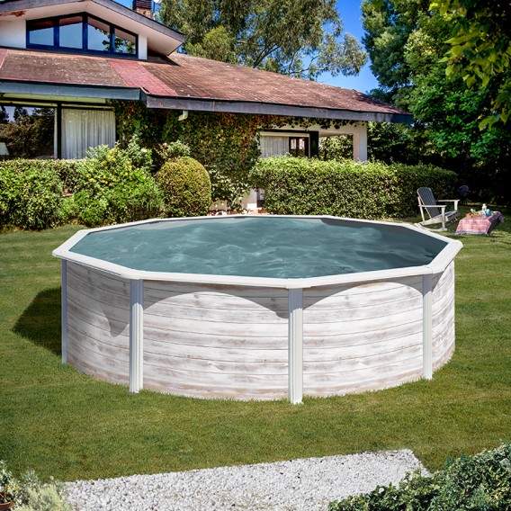 Piscina Gre Finlandia circular imitación madera