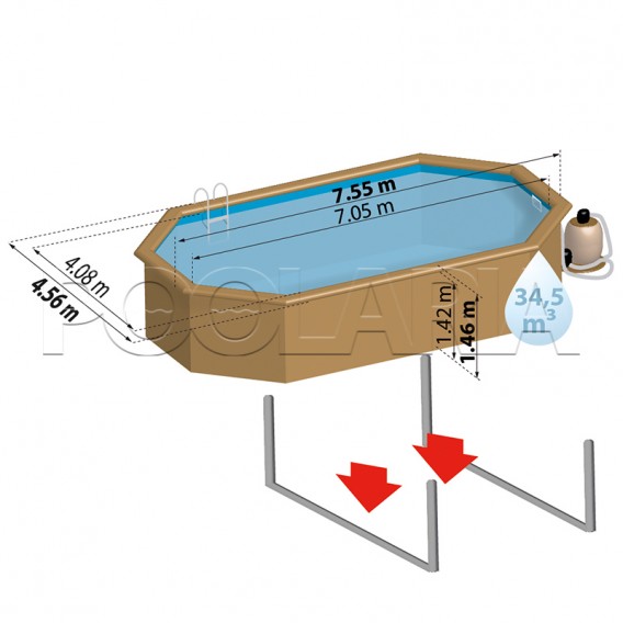 Dimensiones piscina Gre Sunbay Orange 800007