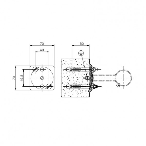 Dimensiones kit adaptación soporte pasamanos liner AstralPool