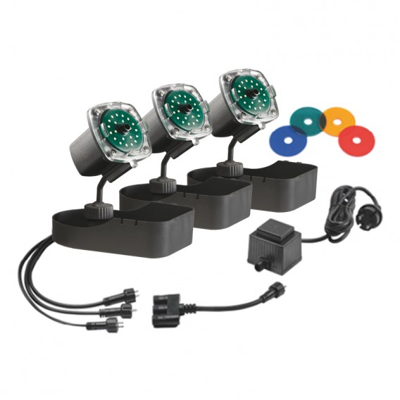 Set 3 focos luz subacuática Sicce Nathur LED Trio para estanques