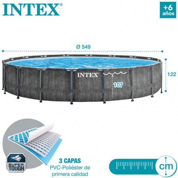 Dimensiones piscina Intex Greywood Prism Frame 26744NP