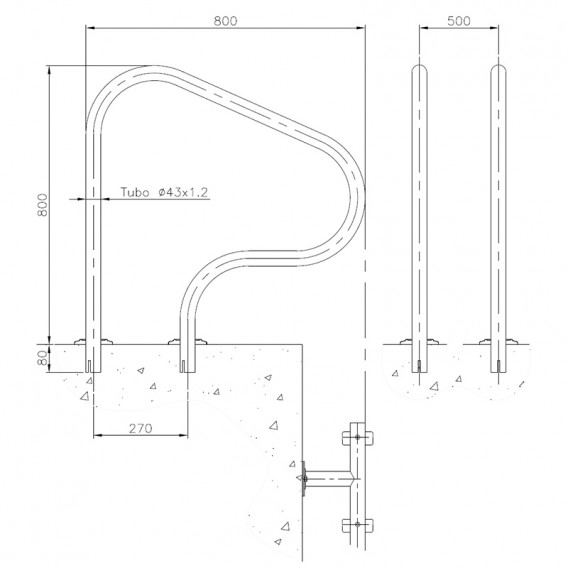 Dimensiones salida piscina para empotrar 05540