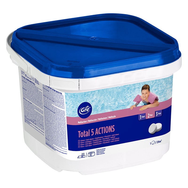 Gre pools Traitement Multiactions 5 250g 3kg 250g 3kg Blanc