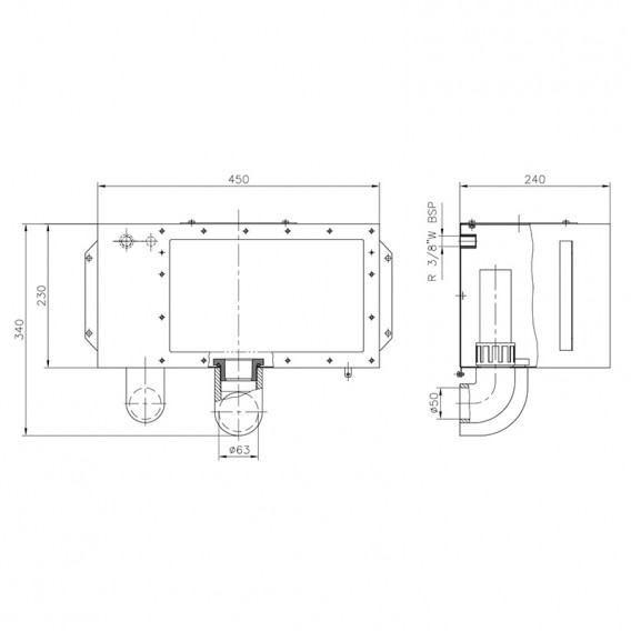 Dimensiones cuerpo skimmer Inox A-400 AstralPool