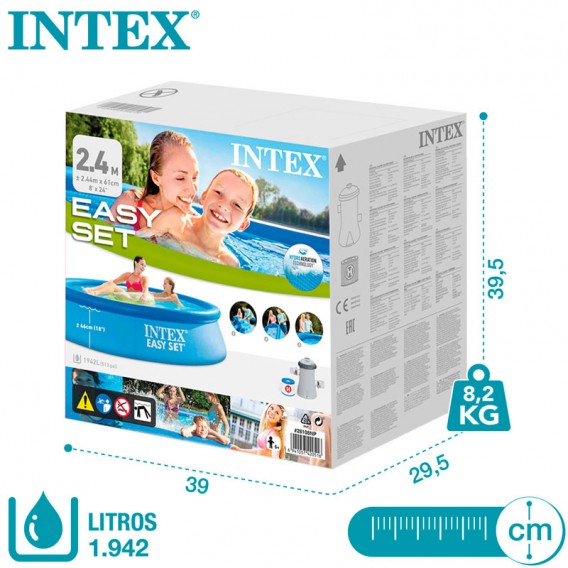 Piscina Intex autoportante Easy Set 244x61 con depuradora 28108NP