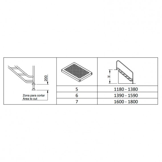 Escalera clásica de acceso a piscina 500 mm