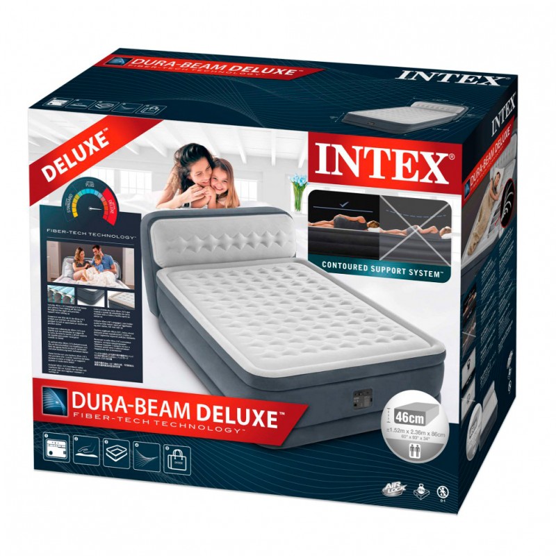 cama de aire Intex Dura-Beam Deluxe Ultra Plush con Cabecero