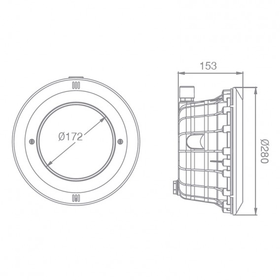 Dimensiones kit proyector LED PAR56 LumiPlus Essential AstralPool