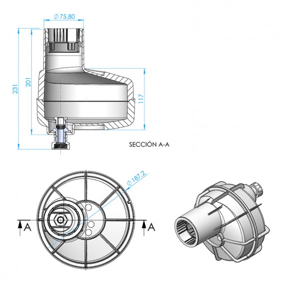 Dimensiones nicho acople rápido LumiPlus Mini AstralPool