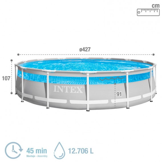 Piscina Intex Prism Frame ClearView 427x107 dep. cartucho 26722NP