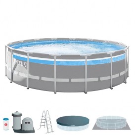 Piscina Intex Prism Frame ClearView 488x122 dep. cartucho 26730NP